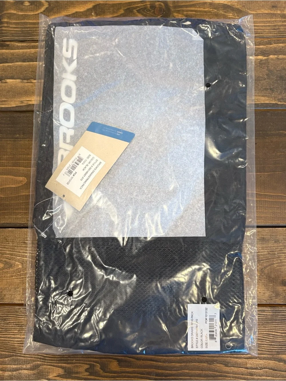 Brooks Black Drawstring Backpack with Pocket